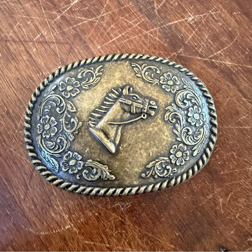 Vintage Horse Motif Belt Buckle Western Twisted Rope Equestrian Boho Rustic - Picture 9 of 9